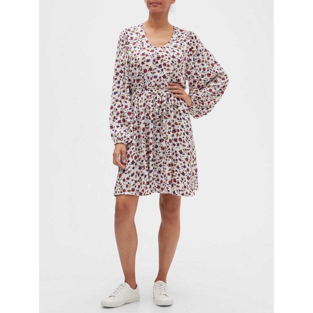 NWT Banana Republic Women Size Small Puff-Sleeve Fit-and-Flare Floral Mini Dress